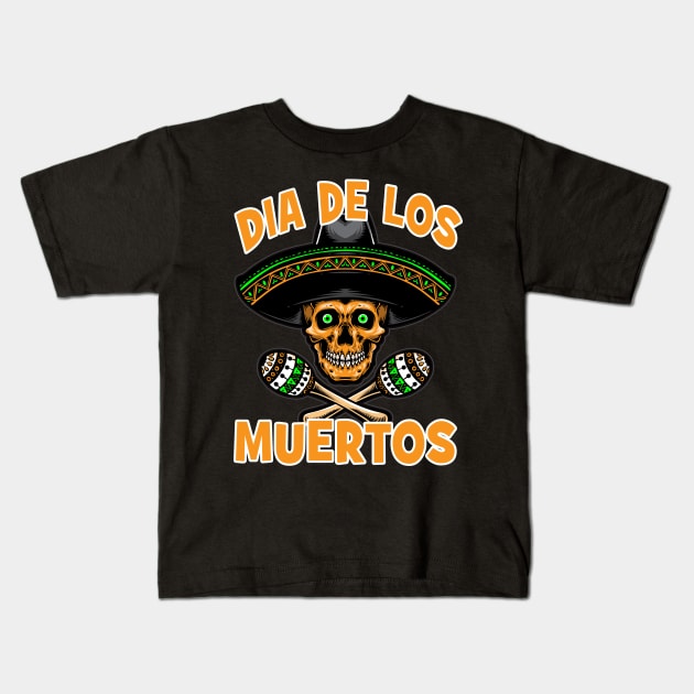 Dia de Los Muertos Day of the Dead Sugar Skull Design Kids T-Shirt by FilsonDesigns
